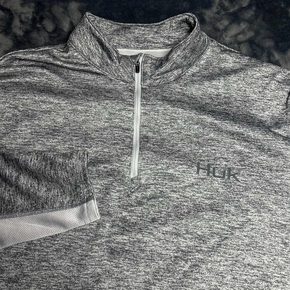 Huk Quarter Zip Performance Pullover Xl Gray Heather