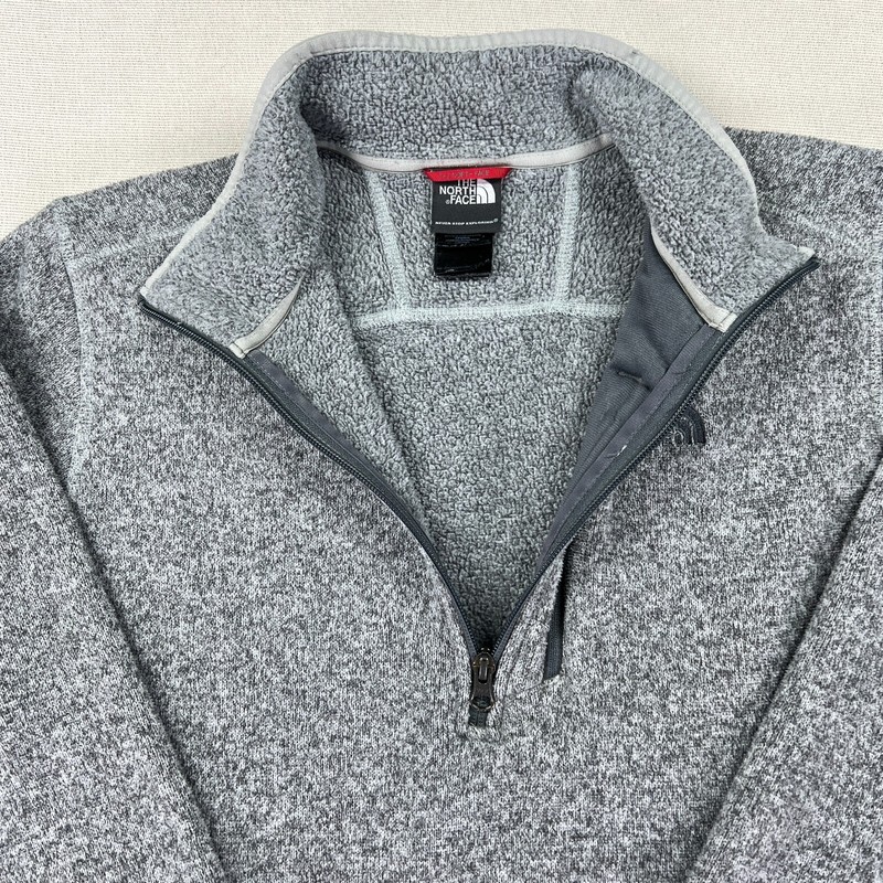 The North Face Pullover Mens Medium Marled Gray Fleece 1/2 Zip Outdoors Hike gallery
