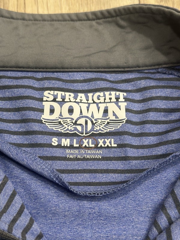 Straight Down Men’s Performance Golf 1/4 Zip Pullover Striped Blue Size XL * gallery