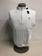Pima 100% Pima Cotton X-Large White 1/4 Zipper Sleeveless Pullover Shirt