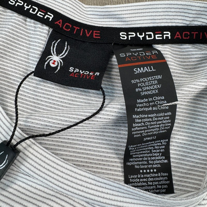 NWT Spyder Men Small Gray Quick Dry Performance Short Sleeve T Shirt gallery