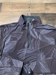 Greyson Pullover Mens Small Black Leaf Print Quarter Zip Golf Stretch Top