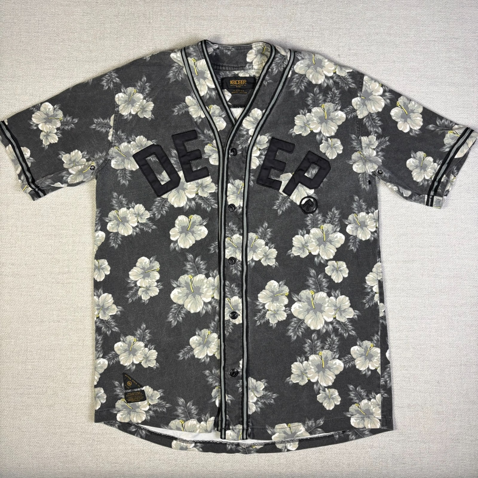 Men's 10 Deep Floral Print AOP Baseball Jersey Sz XL X-Large Streetwear gallery