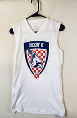 Ball State University Cardinal-Lambda Chi-Sleeveless Jersey #15 White Graphic T
