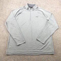 Under Armour Pullover Mens XL Gray Herringbone 1/4 Zip Long Sleeve Athletic Top