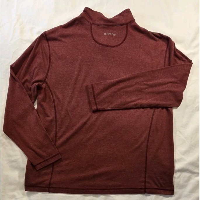 Orvis 1/4 Zip Pullover Base Layer Men's Large Maroon Soft Lightweight Wicking gallery