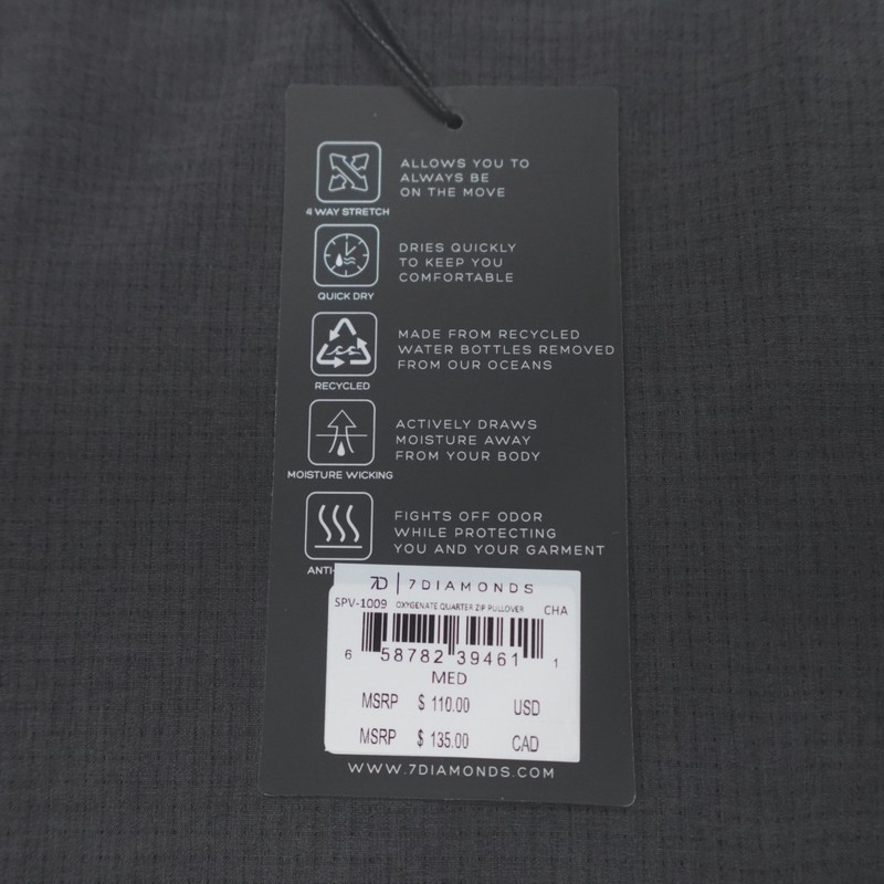 7 Diamonds Oxygenate 1/4 Zip Pullover Lightweight Quick Dry Stretch Charcoal gallery