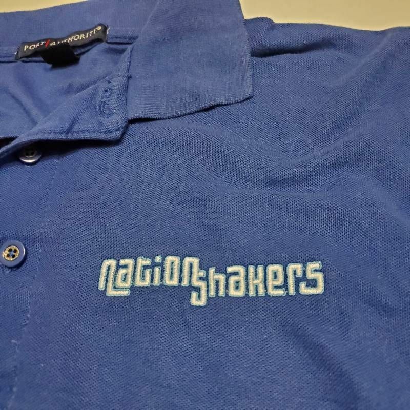 Port Authority Mens Activewear Polo Shirt Blue Nation Shakers Collar Side Slit S gallery