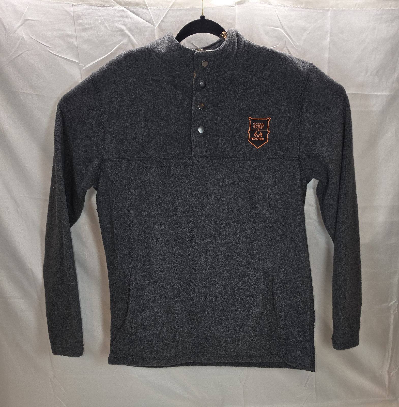 Ocean Coast Realtree 1/4 Snap Pullover Fleece Mens L Gray Pockets Embroidered gallery