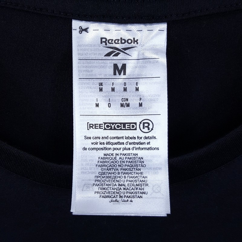 REEBOK Shirt Mens Medium Black Pullover Crew Speed Wick Big Chest Logo Active gallery