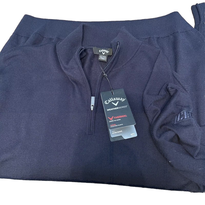 Callaway Men’s XL Navy Blue Weather Series Long Sleeves Thermal 1/4 Zip Pullover gallery
