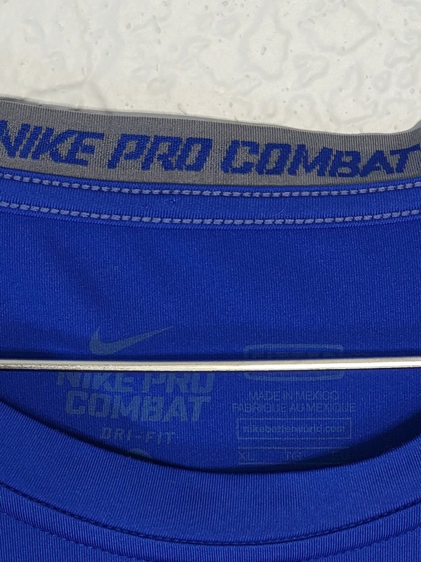 Nike Pro Combat Dri-Fit Mens Fitted Workout Shirt Short Sleeve Blue Size XL gallery