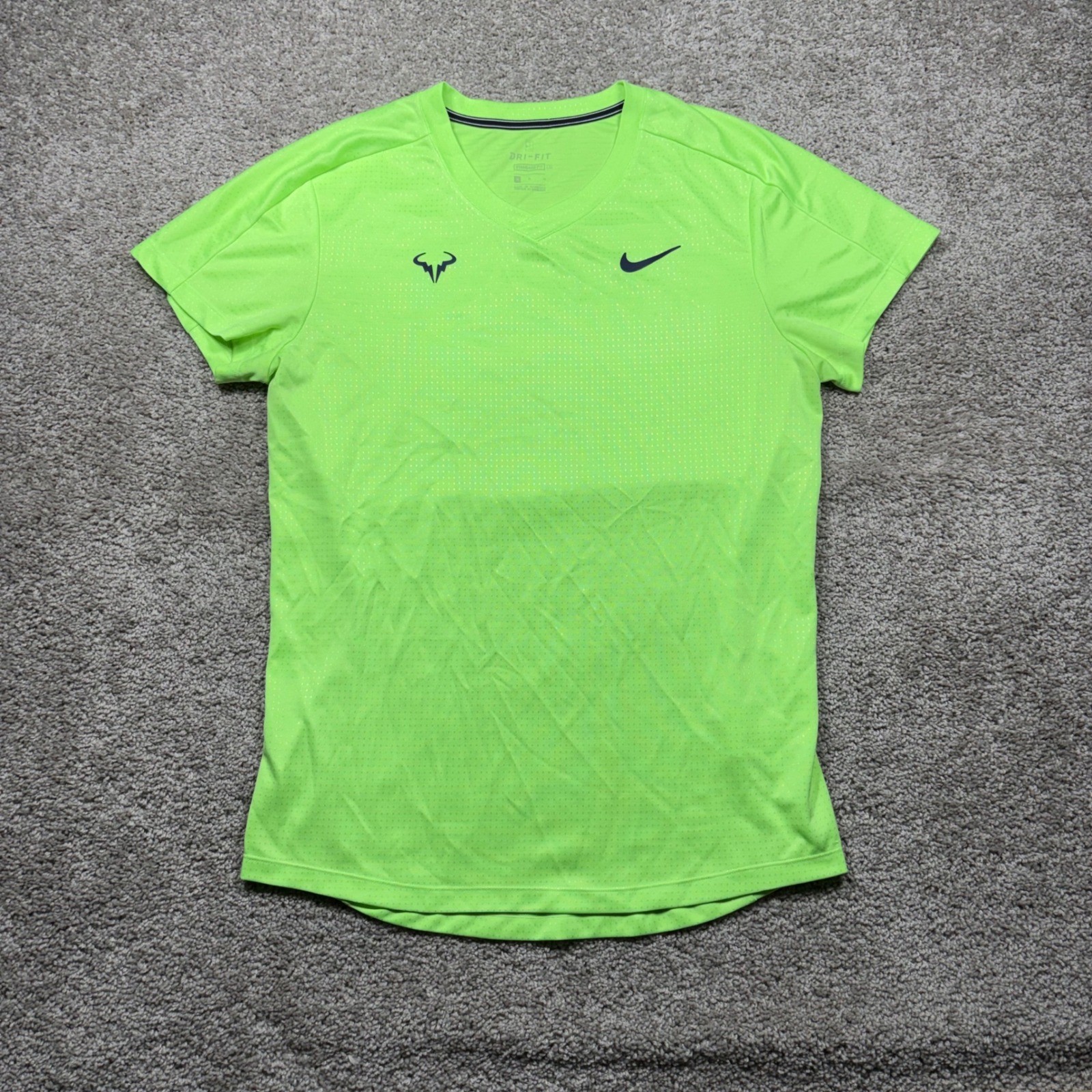 Nike Rafael Nadal Rafa Dri-FIT Tennis Shirt Mens Medium Lime V Neck Tennis gallery