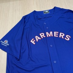 Farmers Insurance Shirt Mens 2XL Blue New Era Baseball Jersey Button Front