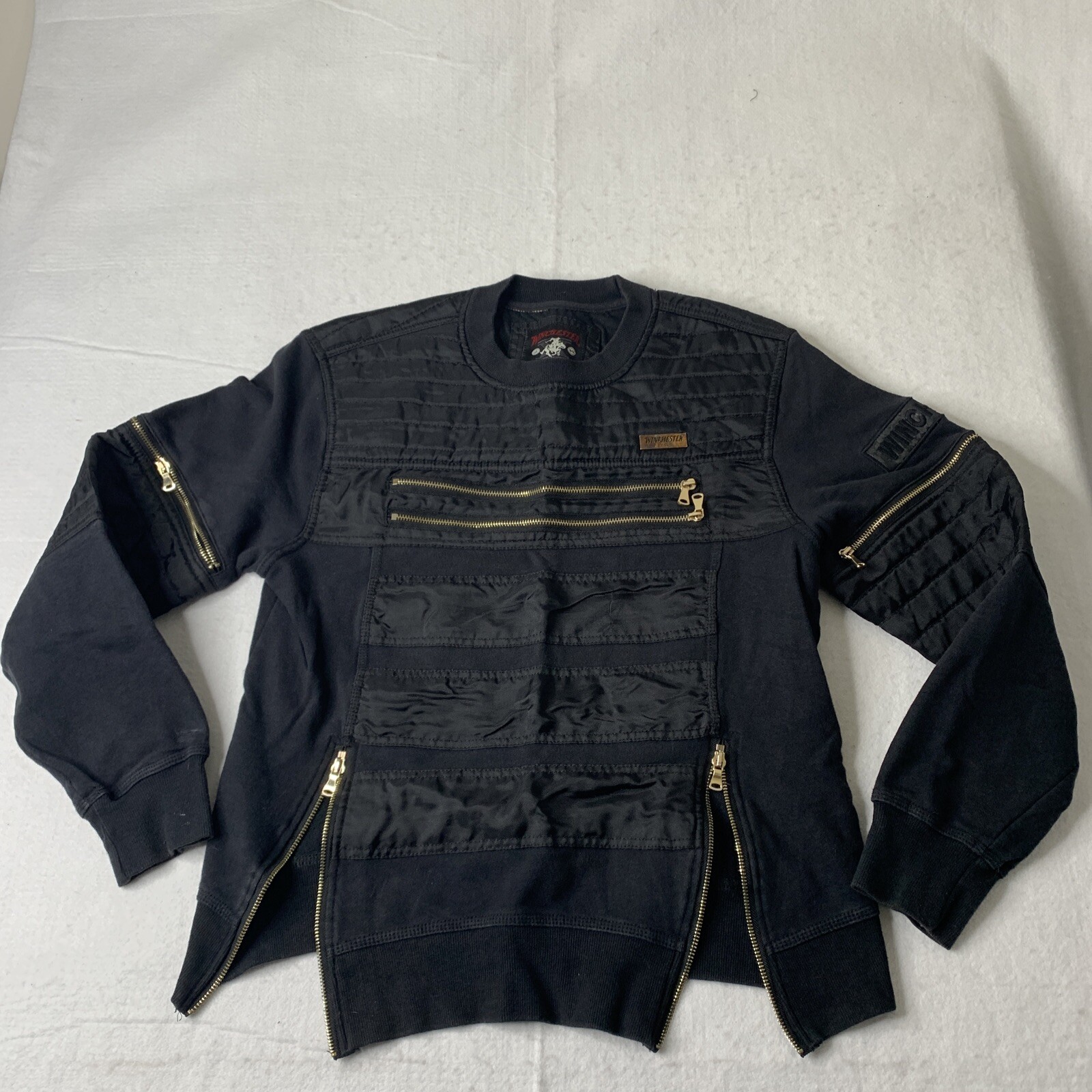 Mens Winchester Black Pullover Long Sleeve Zipper Embellishments Size Medium gallery