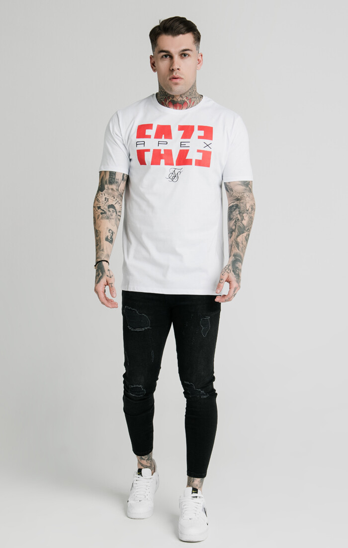 SikSilk Men's X Faze Apex Standard Square Hem Tee T-Shirt White XXS gallery