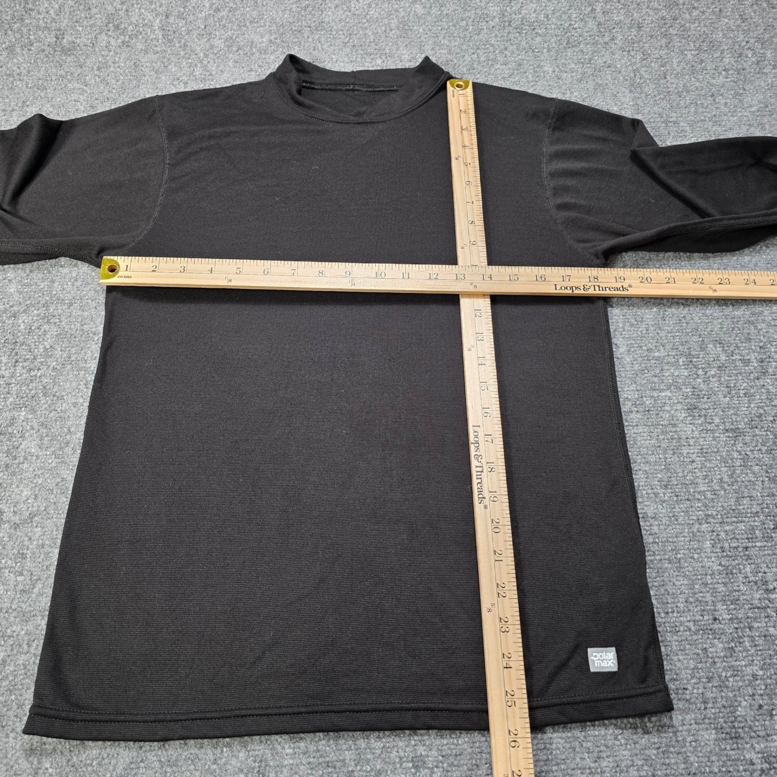 Men's Medium PolarMAX Mock Neck Thermal Base Layer Shirt Black Made in USA gallery