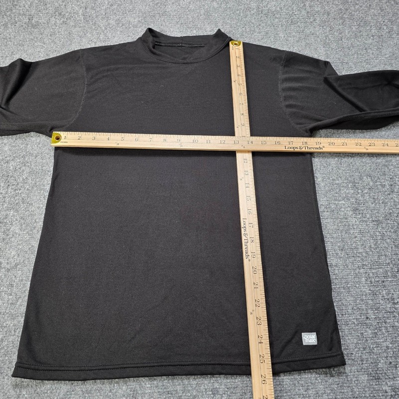 Men's Medium PolarMAX Mock Neck Thermal Base Layer Shirt Black Made in USA gallery