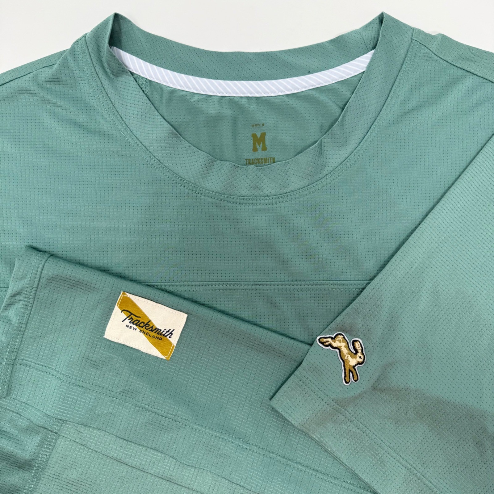 Tracksmith Mens Mesh Running Shirt Green Short Sleeve Medium Active Performance gallery