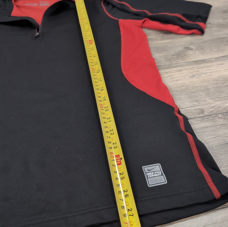 Nike Pro Combat Dri-FIT Fitted Compression Shirt Mens M Black Red Long Sleeve gallery