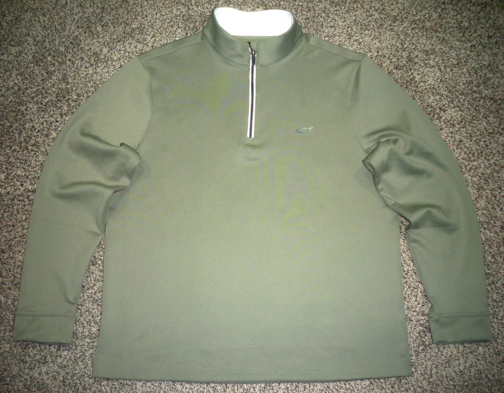 Men's GREG NORMAN Performance 1/4 Zip Pullover XL SLATE GREEN w/Shark Logo