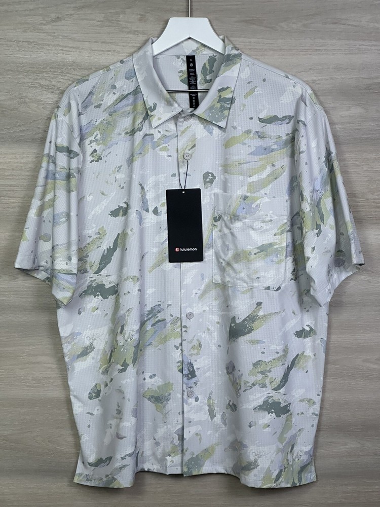 Lululemon Airing Easy Collar Short Sleeve Size XL Variegated Bloom VBFY 75067