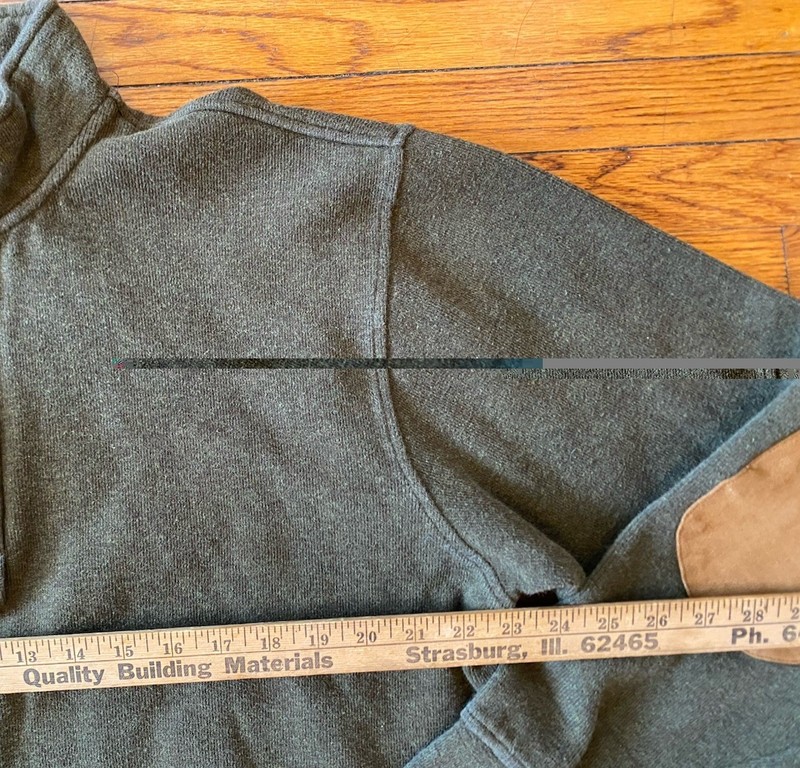 Men's Orvis Simoom Tweed Quarter Zip Sweatshirt Green Large, Elbow Patches gallery