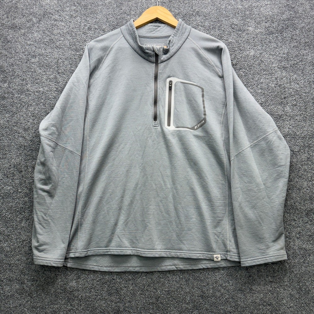 Klim Teton 1/4 Zip Shirt Mens 2XL Gray Long Sleeve Merino Blend Outdoor Pullover