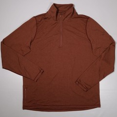 Quince Flowknit Performance Half Zip Long Sleeve Brown Cedar Mens Large