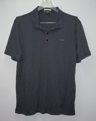 Calvin Klein Gray Liquid Cotton Polo Shirt Mens Sz L
