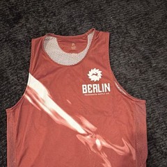 Tracksmith Men’s M Mesh Breathable Running Tank Jersey Graphic Logo Red White