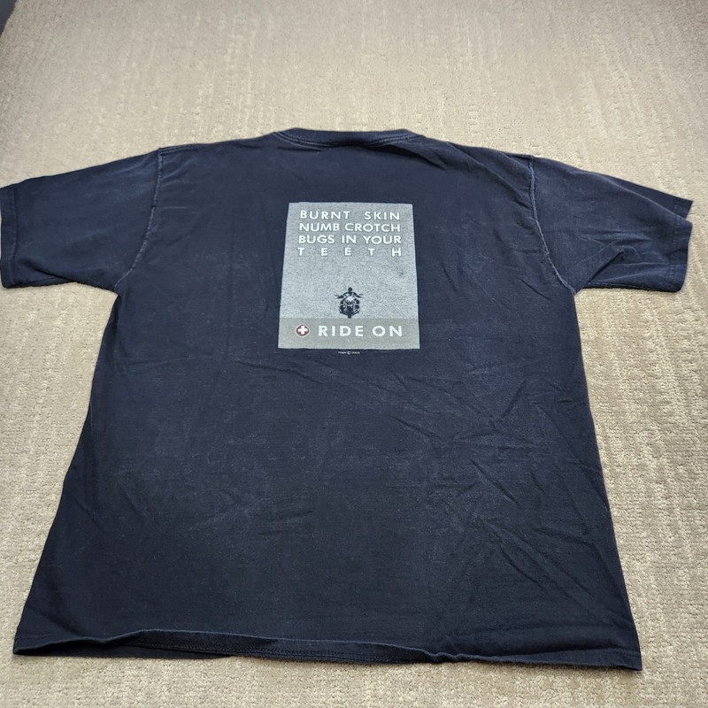 Vintage Biker Shirt Men XL Huge Chrome Highways Parody Tee Black Faded Y2K gallery