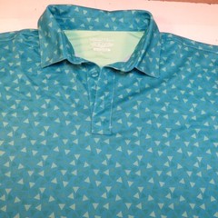 STRAIGHT DOWN PERFORMANCE DRAGON SLAYER GOLF POLO SHIRT Sz L Triangle Polka Dot