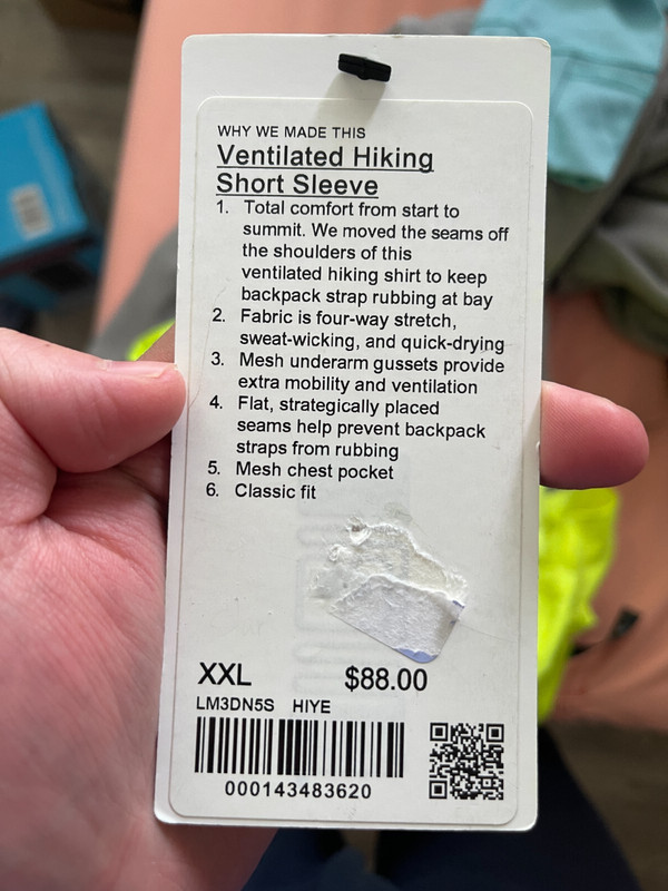 NWT Lululemon Ventilated Hiking Short Sleeve Shirt Highlighted Yellow XXL hiye gallery