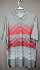 Adidas Climalite Short Sleeve Golf Shirt Stripe Grey Red White Mens Size 2XL