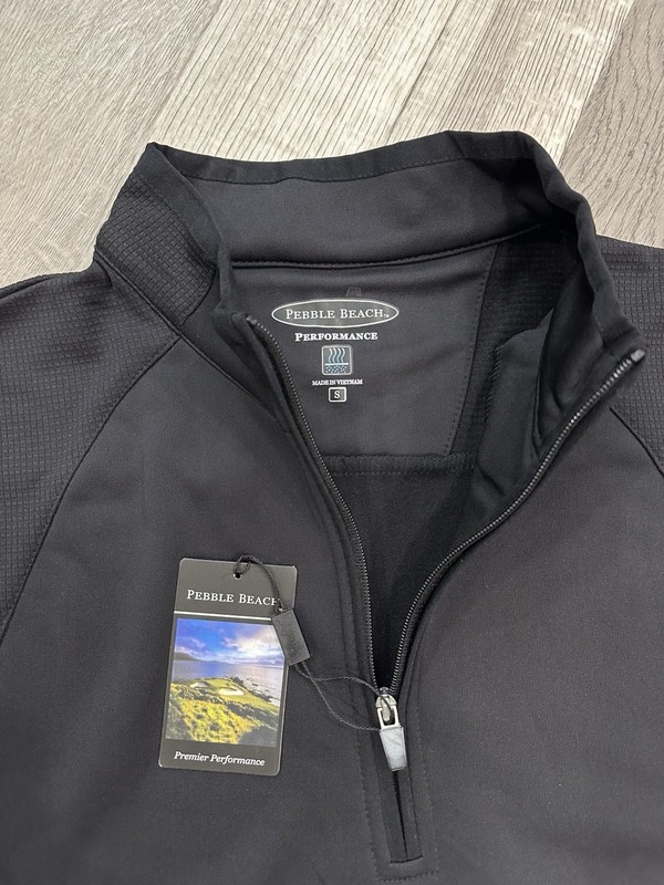Pebble Beach Performance Men’s Preppy Quarter Zip Black Small Golf Pullover NWT gallery