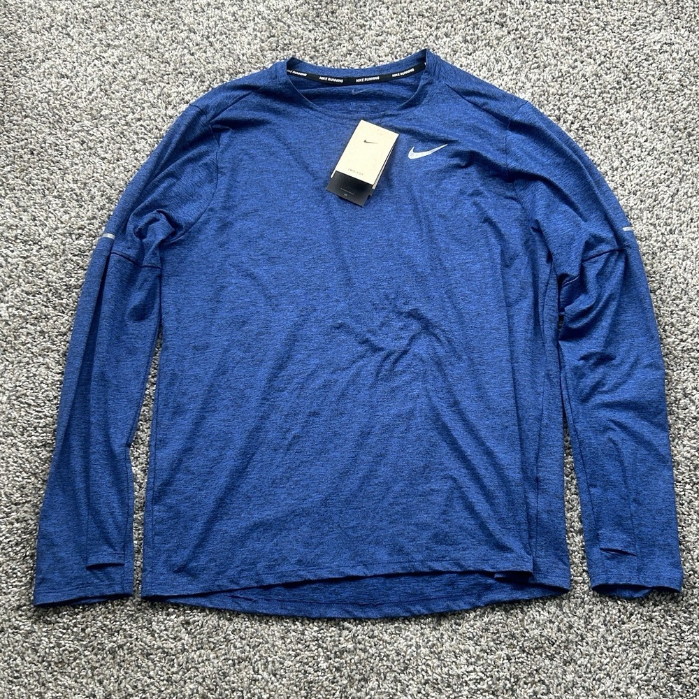 Nike Dri-Fit Element Running Long Sleeve Shirt Mens Size XL Blue DD4754-451