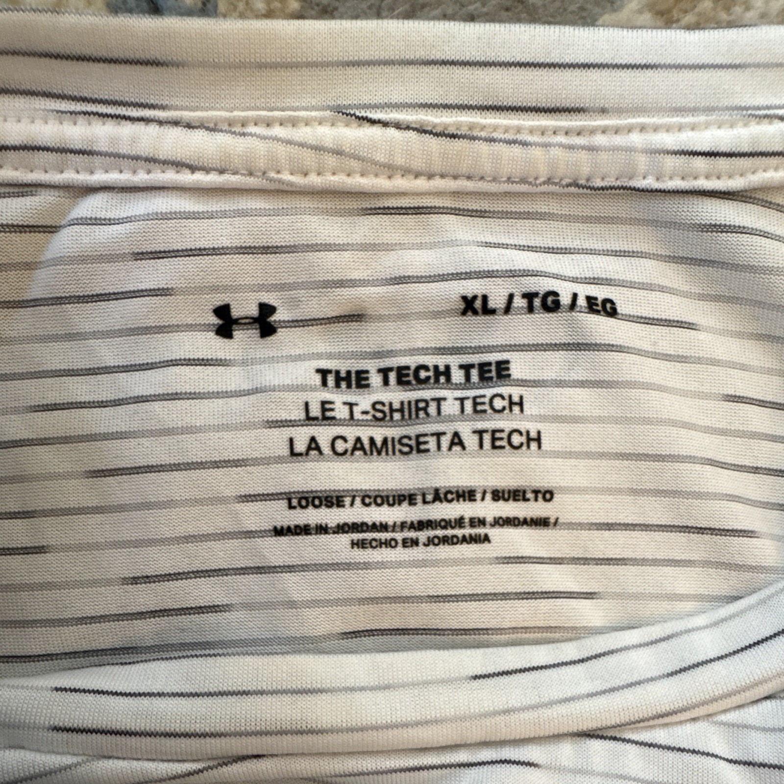 Under Armour The Tech Tee Loose Fit Striped Golf Crew T-Shirt XL White/Gray gallery