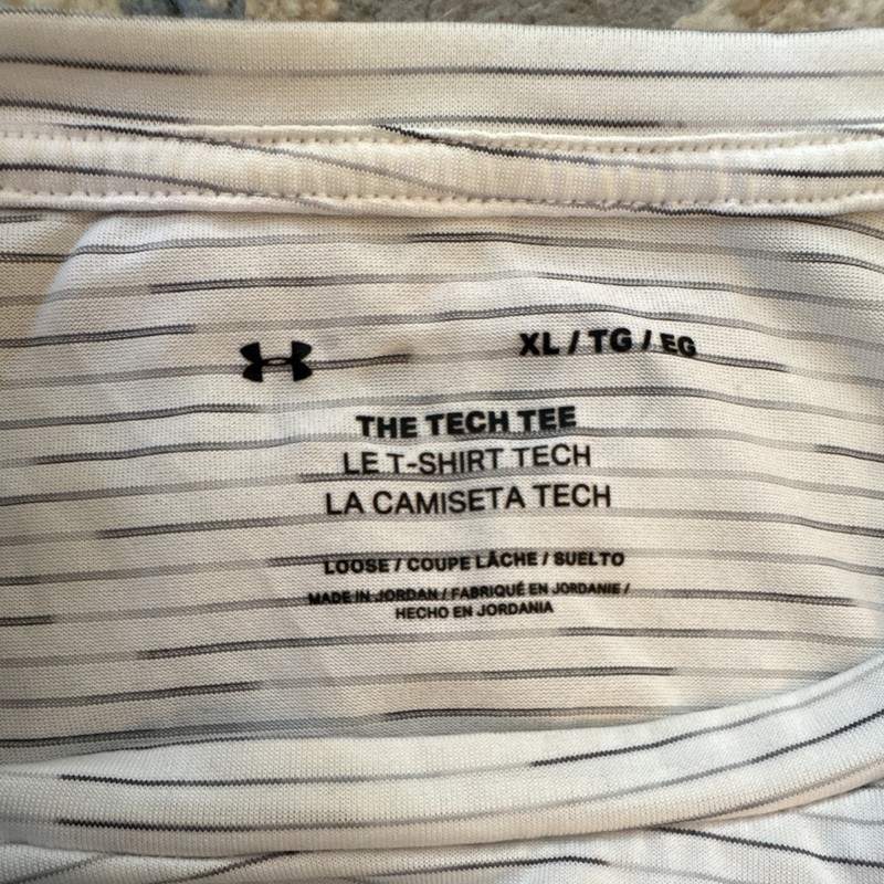 Under Armour The Tech Tee Loose Fit Striped Golf Crew T-Shirt XL White/Gray gallery