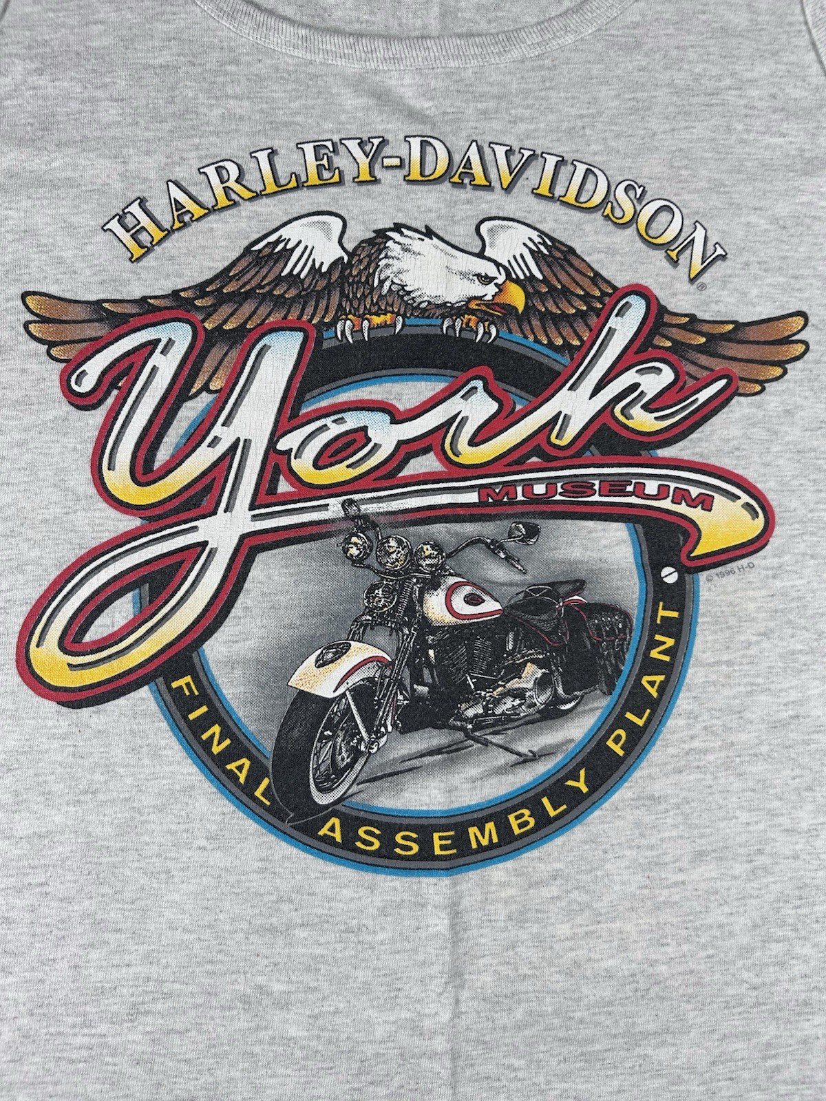 Vintage 90s Harley Davidson Motorcycle York Museum Tank Top Tee Size L Made USA gallery