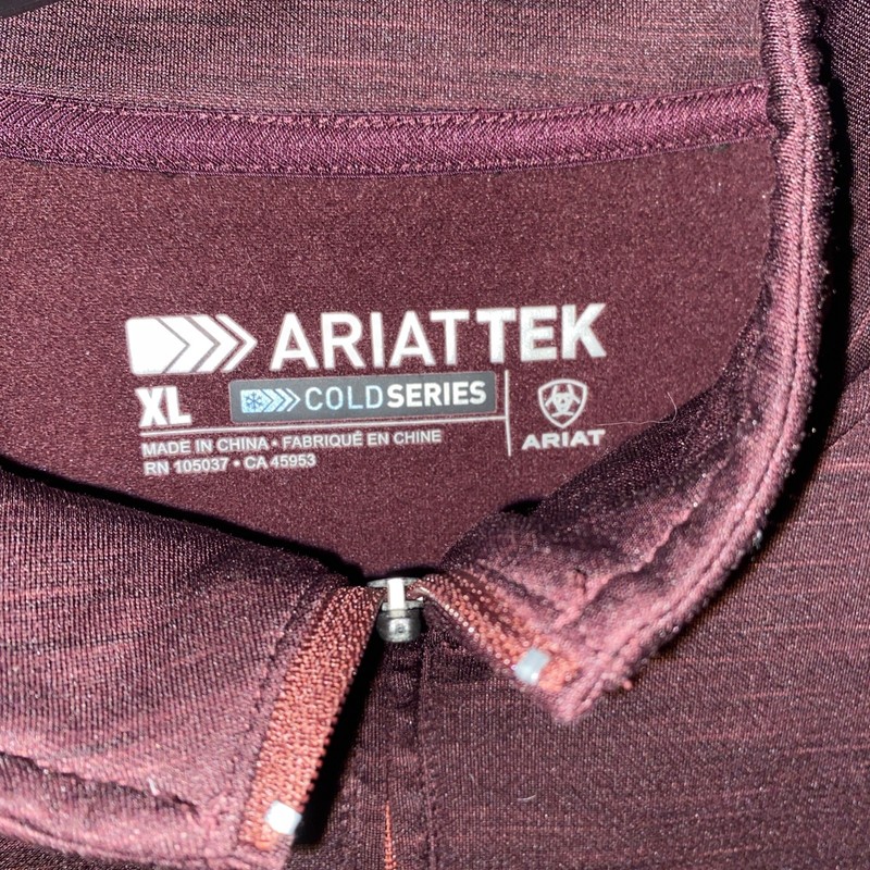 Ariat Tek 1/4 Zip Pullover Long Sleeve Shirt Size XL Deep Purple Cold Series gallery