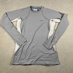 Columbia Omni-Heat Shirt Mens Large Grey Base Layer Thermal Long Sleeve Hiking