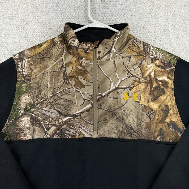 Under Armour Coldgear Caliber 1/4 Zip Pullover Mens XL Black Camo Realtree gallery