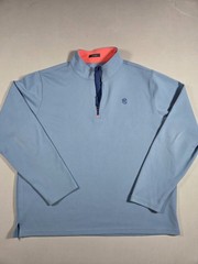 Turtleson Men’s quarter-zip pullover Slate Blue/Coral Neck Size Large
