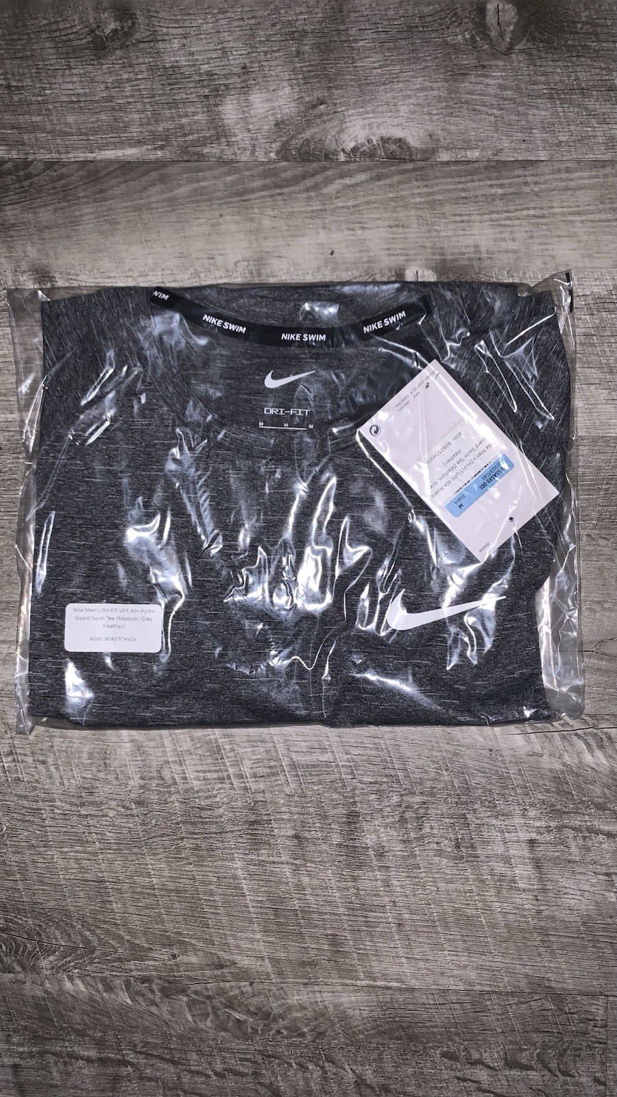 NEW Nike Men’s DRI-FIT UPF 40+ Hydroguard Swim Tee, Gray with White Logo, Medium gallery