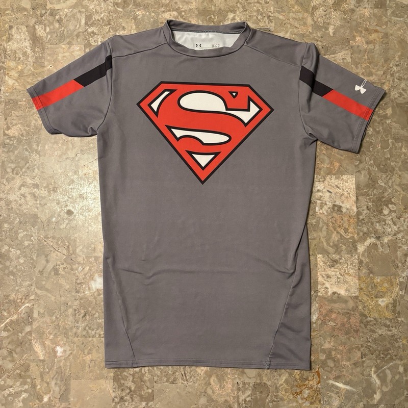 Under Armour Compression Shirt Mens Lrage Grey Red Alter Ego Gym Stretch gallery