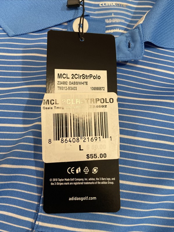 Adidas Climalite Large Golf Polo Meadow Brook Hunt Club Oasis/White NWT $55 gallery