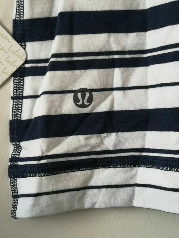 NWT LULULEMON 5 Year Basic V Neck Shirt Top Men's Small TSWB Navy White Stripe gallery