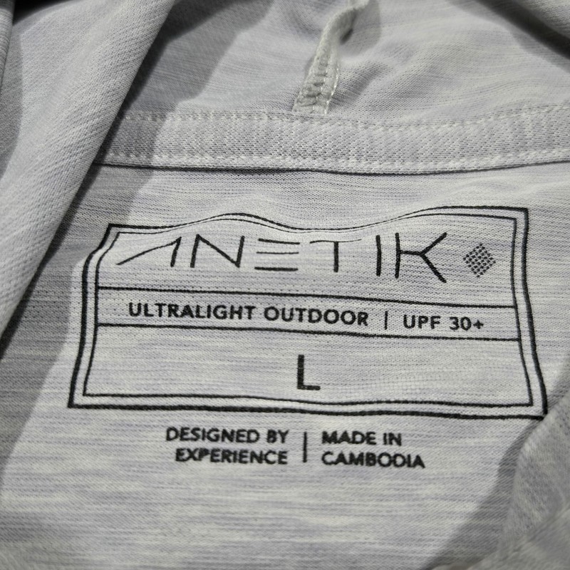 Anetik Hoodie Shirt Mens Large Gray Black Ultralight Outdoor UPF 30+ Pocket gallery