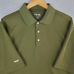 PING GOLF Size Large Olive OD Drab Green Performance Mens Polo Shirt Stretchy